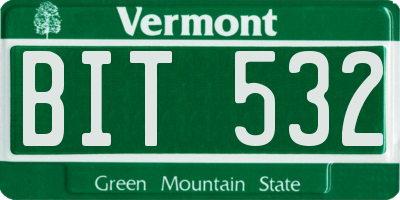 VT license plate BIT532