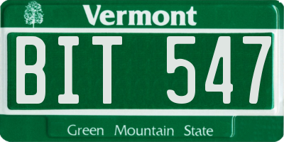 VT license plate BIT547
