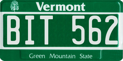 VT license plate BIT562