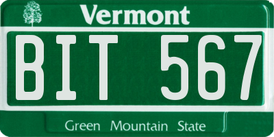 VT license plate BIT567
