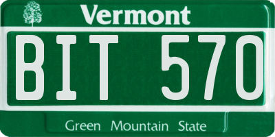 VT license plate BIT570
