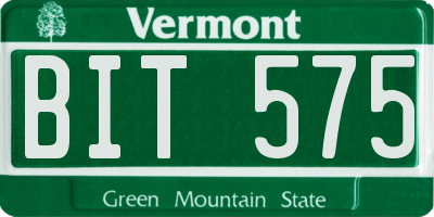 VT license plate BIT575