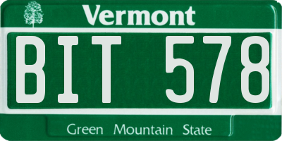 VT license plate BIT578