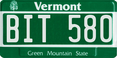 VT license plate BIT580