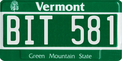 VT license plate BIT581