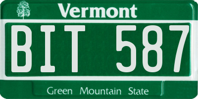 VT license plate BIT587