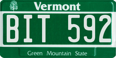 VT license plate BIT592