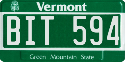 VT license plate BIT594