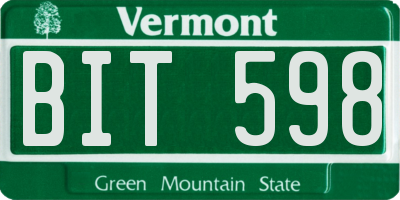 VT license plate BIT598