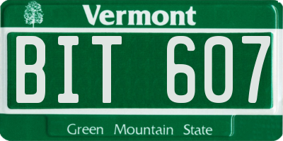 VT license plate BIT607