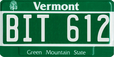 VT license plate BIT612