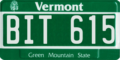 VT license plate BIT615
