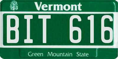 VT license plate BIT616