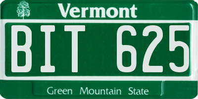 VT license plate BIT625
