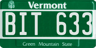 VT license plate BIT633
