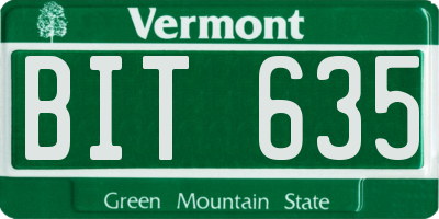 VT license plate BIT635