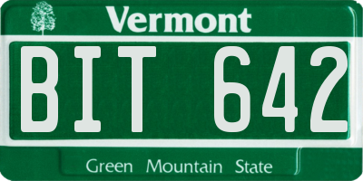 VT license plate BIT642