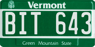 VT license plate BIT643