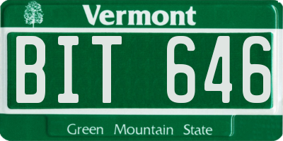 VT license plate BIT646