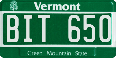 VT license plate BIT650