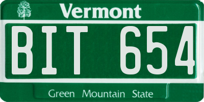 VT license plate BIT654