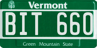 VT license plate BIT660