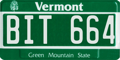 VT license plate BIT664