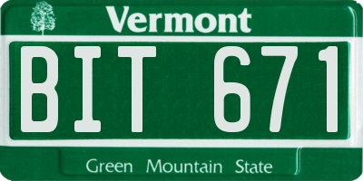 VT license plate BIT671