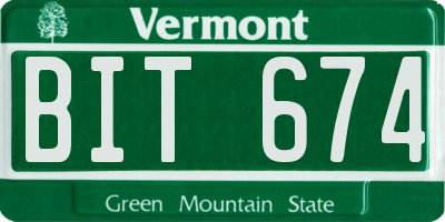 VT license plate BIT674