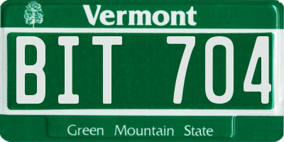 VT license plate BIT704