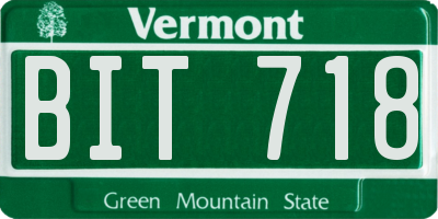 VT license plate BIT718
