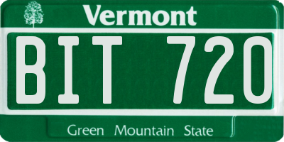 VT license plate BIT720