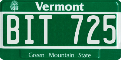 VT license plate BIT725