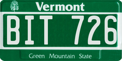 VT license plate BIT726