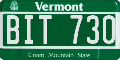 VT license plate BIT730