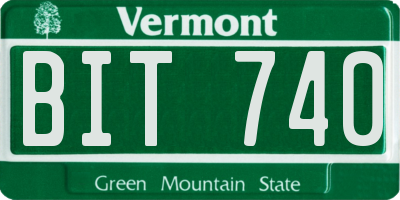 VT license plate BIT740