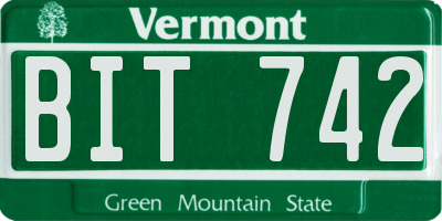 VT license plate BIT742