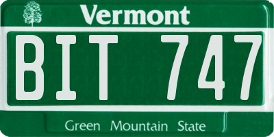 VT license plate BIT747