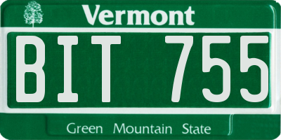 VT license plate BIT755