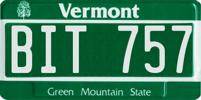 VT license plate BIT757
