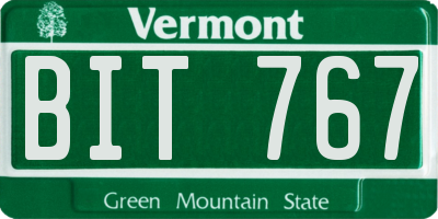 VT license plate BIT767