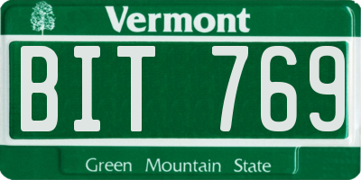 VT license plate BIT769