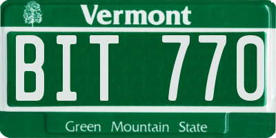 VT license plate BIT770