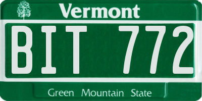 VT license plate BIT772