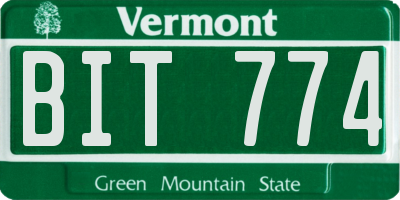 VT license plate BIT774
