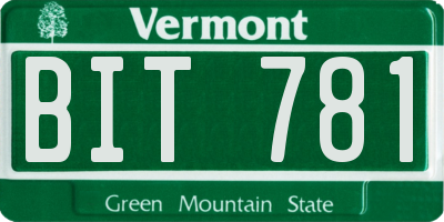 VT license plate BIT781