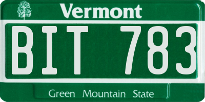VT license plate BIT783