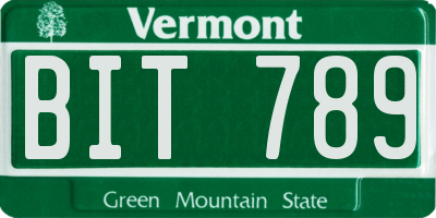 VT license plate BIT789