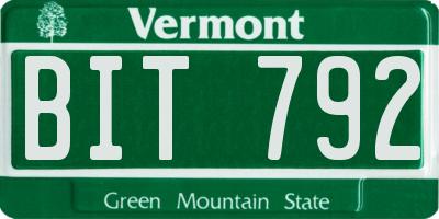 VT license plate BIT792