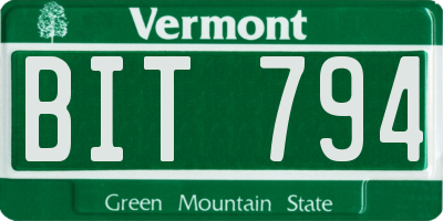 VT license plate BIT794